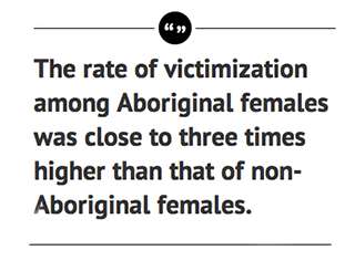 The rate of victimization among Aboriginal females was close to three times higher than that of non-Aboriginal females.