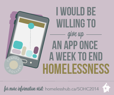 I would be willing to give up an app once a week to end homelessness.