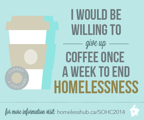 I would be willing to give up coffee once a week to end homelessness.