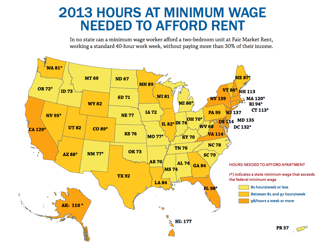 2013 HOURS AT MINIMUM WAGE NEEDED TO AFFORD RENT
