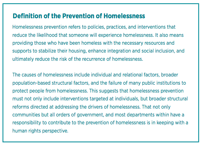 definition of homelessness prevention