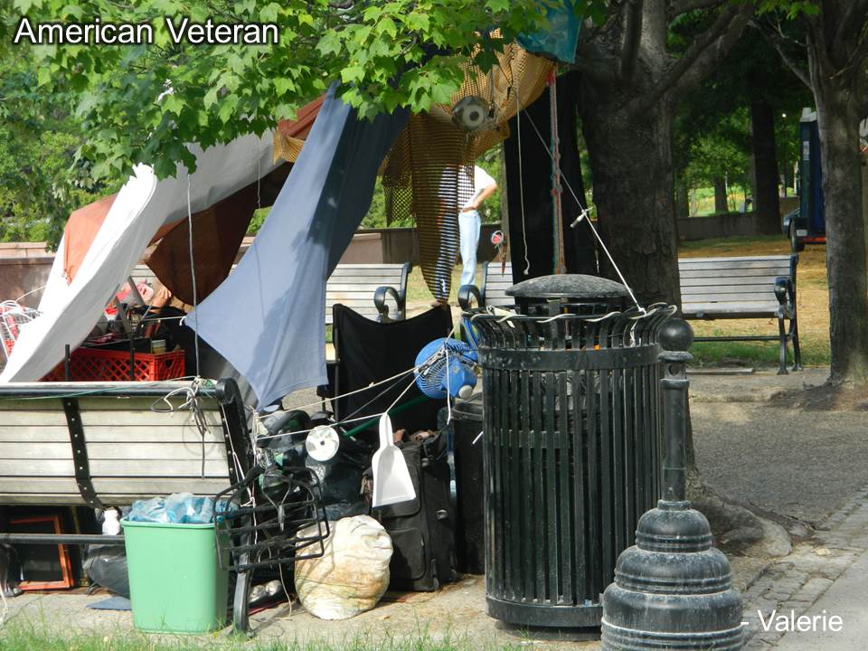 A homeless person's fort in a park