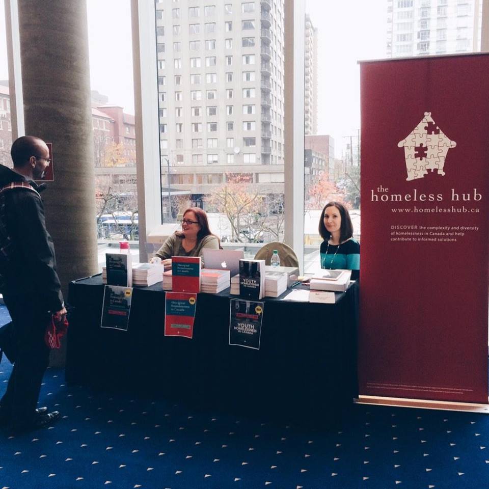 Photo of the Homeless Hub booth at the conference.
