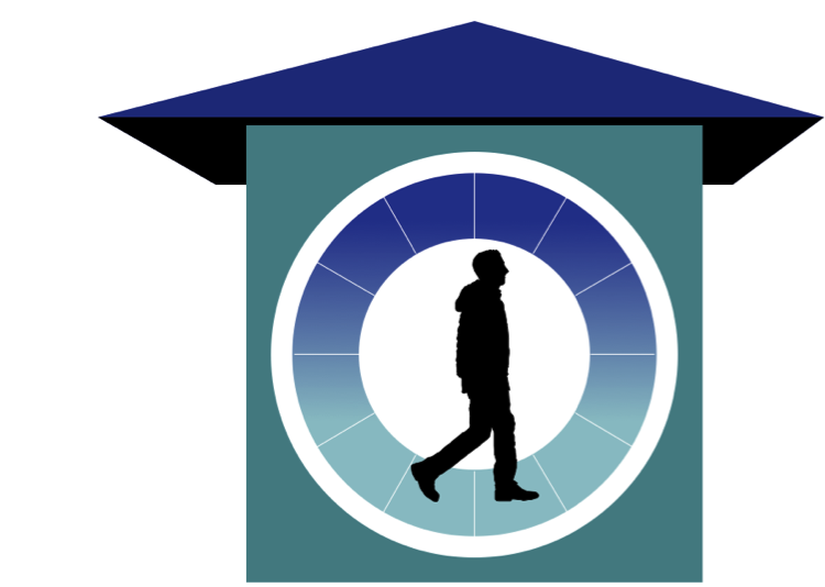 diagram of a person walking inside a wheel that is placed in a house