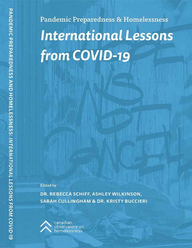 Pandemic preparedness and homelessness, international lessons from covid-19, book cover.